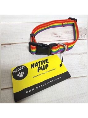 Native Pup Rainbow Flag Dog Collar Size Medium - New With Tags